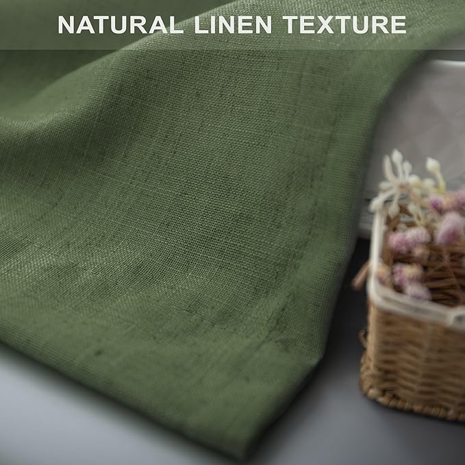 Christmas Olive Green Curtains 108 Inches Long for Living Room 2 Panels Set Back Tab Pocket Avocado Green Boho Drape Neutral Aesthetic Cottagecore Decor Linen Sheer Light Curtain for Kids Bedroom 9 FT