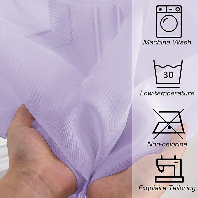 OWENIE Extra Long Sheer Curtains 96 inches Long for Bedroom Living Room, Rod Pocket Light Weight Soft Voile Sheer Curtains, Airy Solid Color Privacy Light Filtering Curtains, Each 42Wx96L inch