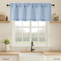 OVZME Valance for Windows, Light Filtering Faux Linen Textured Small Kitchen Valances for Windows, Dual Rod Pocket Farmhouse Short Curtain for Bathroom Basement, 52Wx18L inch, 1 Piece, Demin Blue