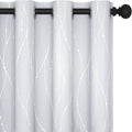Deconovo Living Room Curtains, Room Darkening Drapes, Thermal Insulated Soundproof Grommet Drape, Silver Wave Dot Print, 52 x 108 Inch Long, Machine Washable Window Panels for Bedroom Office, Set of 2
