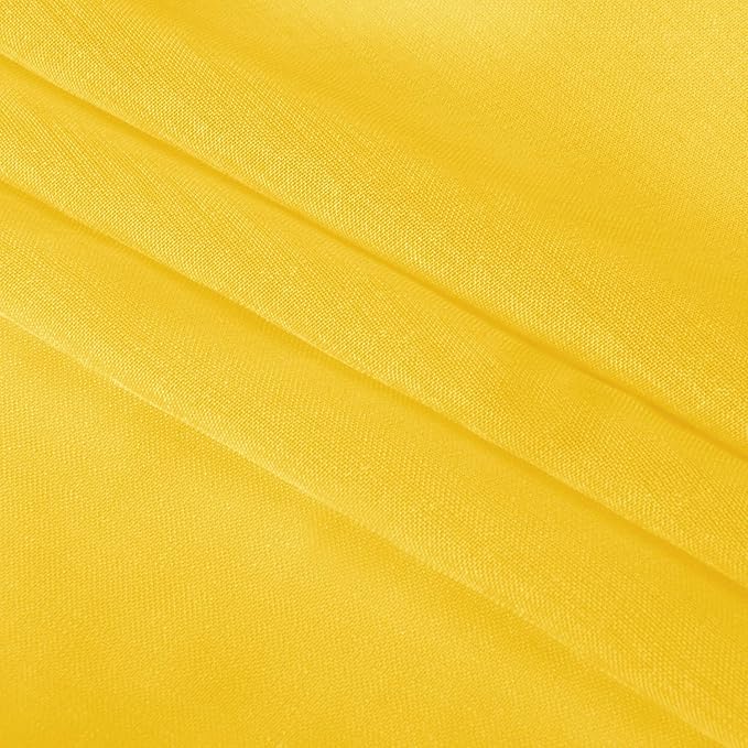 DWCN Yellow Sheer Curtains Semi Transparent Voile Rod Pocket Curtains for Bedroom and Living Room, 42 x 63 inches Long, Set of 2 Panels