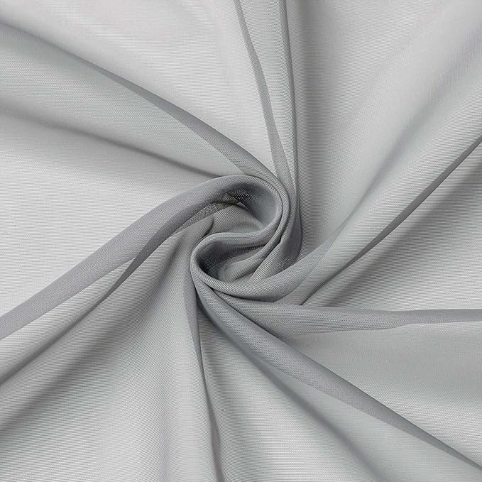 Light Grey Valances for Windows, Light Grey Sheer Curtains 14 Inch Length 2 Pack Kitchen Curtain, Modern Solid Mini Small Window Curtains for Cafe Bathroom Basement, Each 42" Wx14 L Inches