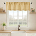 OVZME Valance for Windows, Light Filtering Faux Linen Textured Small Short Valance Kitchen Curtain, Dual Rod Pocket Top Short Window Curtain for Bathroom Basement Farmhouse, 52Wx14L Inch, Gold