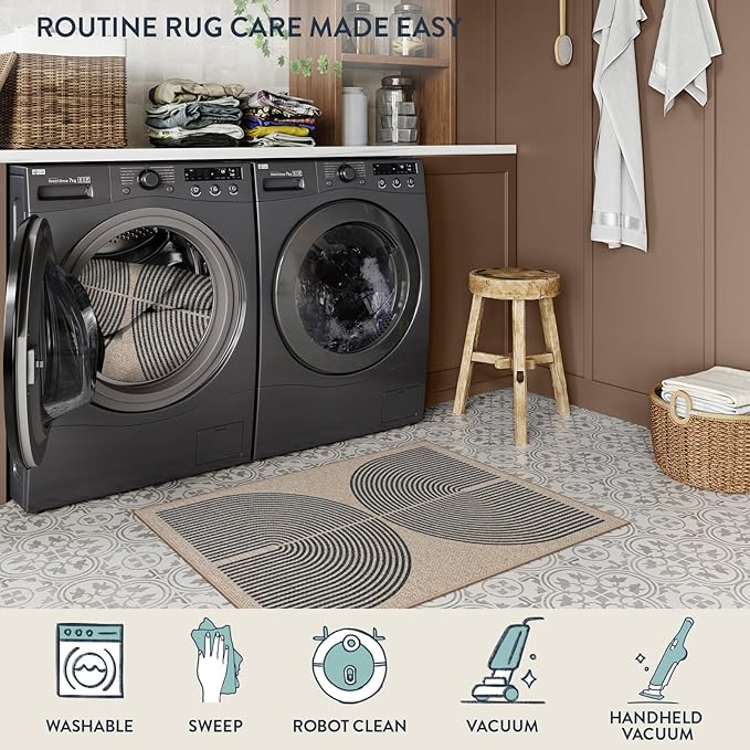 Lahome Enfys Rainbow Easy Jute Rug, 20"x32" Front Door Welcome Mat Non Slip Entry Way Rugs Indoor, Farmhouse Nature Washable Non Shedding Low Pile Floor Carpet for Porch
