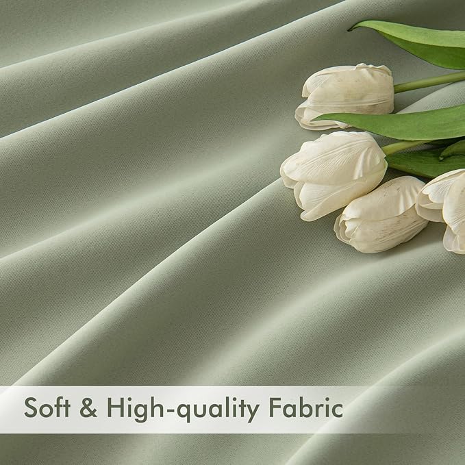MIULEE Back Tab Sage Green Curtains 102 Inch Long 2 Panels Set for Living Room Bedroom, Rod Pocket/Pinch Pleated Light Blocking Thermal Insulated Room Darkening Floor to Ceiling Blackout Drapes