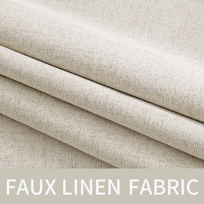 MIULEE Linen Texture Curtains for Bedroom Solid 100% Blackout Thermal Insulated Linen Beige Curtains Grommet Room Darkening Drapes for Living Room Nursery 52x90 Inch (2 Panels)