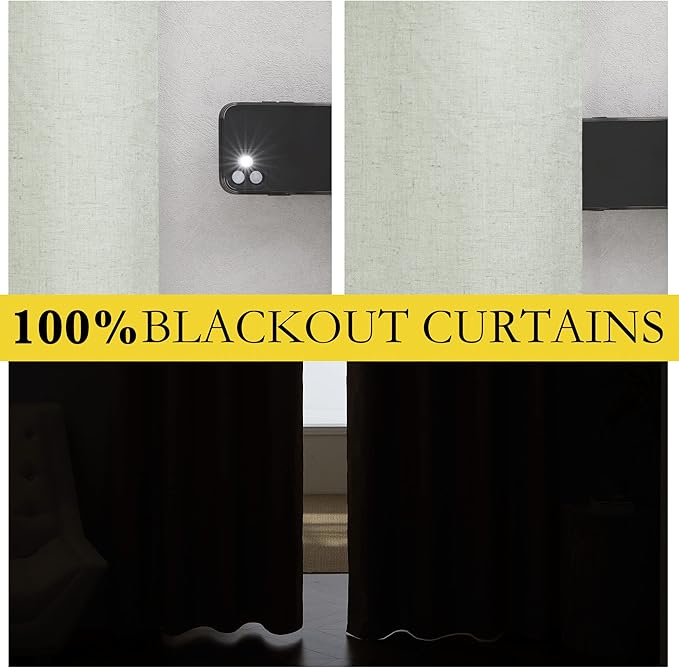 NICETOWN Sage Green 100% Blackout Linen Texture Curtains 70 inches Long 2 Panels for Boy's Room, Thermal Insulated Full Blackout 2-Layer Lined Drapes, Energy Efficiency Window Draperies
