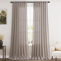 Nanspring Brownish Grey Linen Curtains for Living Room 100 Inches Long Back Tab Light Filtering Semi Sheer Curtain Modern Farmhouse Decor for Bedroom Office Luxury Textured Drapes 52x100, 2 Panels