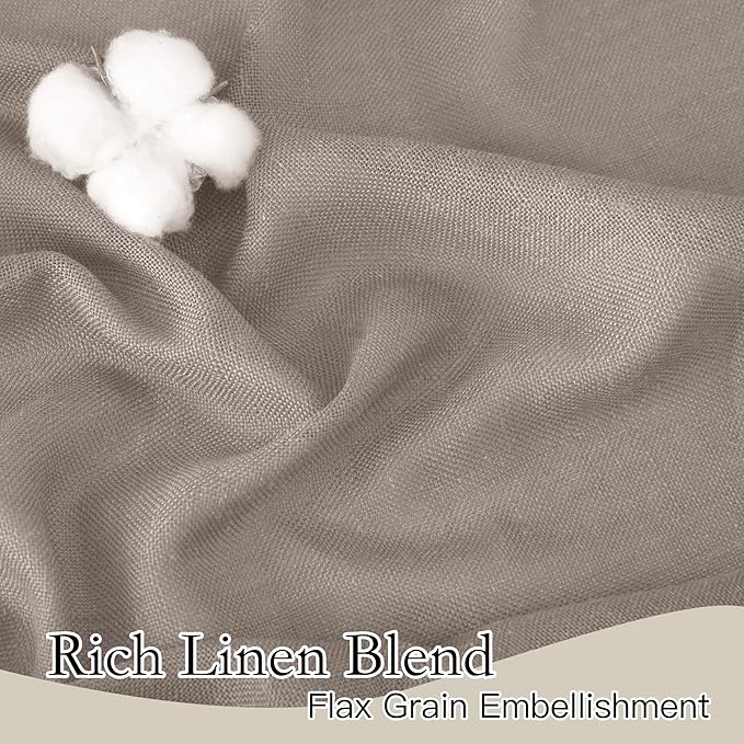 RYB HOME Sheer Curtains 95 inches Long - Linen Texture Semi Sheer Draperies Light Airy Breezy Window Decor for Sun Room Hotel Office Dorm Open House Bedroom, Birch Brown, W 52 x L 95, 2 Pcs