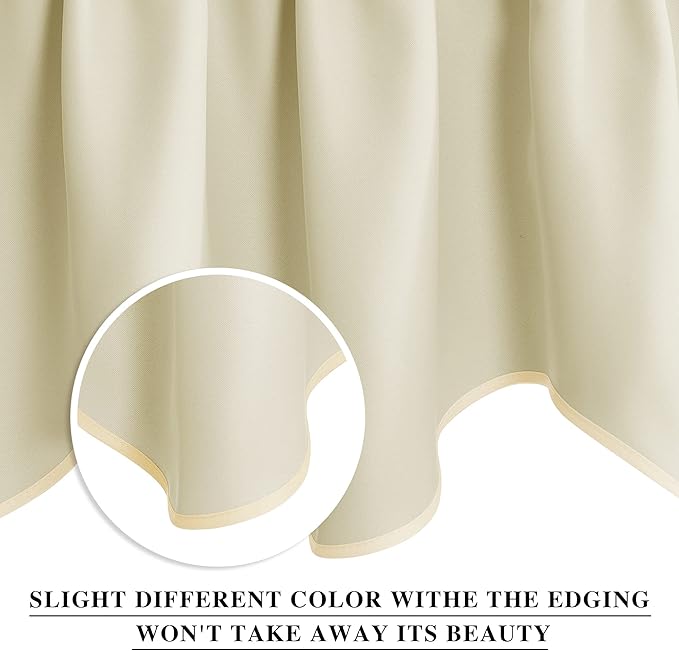 NICETOWN Blackout Valance Curtains, Farmhouse Short Kitchen Curtain Valances Rod Pocket Window Curtains Topper Tiers for Bedroom/Living Room/Basement(2 Panels, 52x18 Inches, Light Beige)