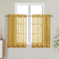 OWENIE Furman Gold Kitchen Curtains Tiers 36 inch Length, Light Filtering Soft Short Cafe Curtains Tier for Living Room Bedroom Small Windows Half Curtain, 2 Pcs, Each 40Wx36L inch