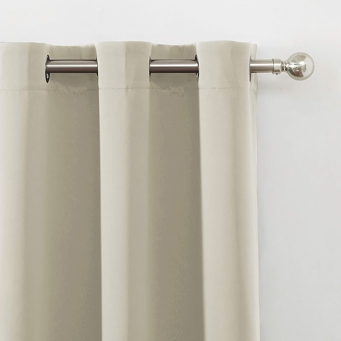 LEMOMO Light Beige Thermal Blackout Curtains/52 x 54 Inch/Set of 2 Panels Room Darkening Curtains for Bedroom