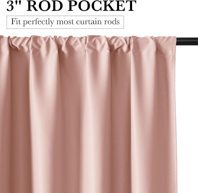RYB HOME 100% Blackout Bathroom Curtains Over Sink 30 inches Long, Heat & UV Blocking Total Room Darkening Noise Reducing Curtains for Basement RV Campers, Peach Pink, 2 Panels Set