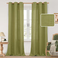 LAMIT Moss Green Linen Curtains for Living Room, 84 Inch Faux Linen Textured Privacy Drapes Grommet Boho Window Panels for Farmhouse/Bedroom, Set of 2 Panels, 38 x 84 Inch