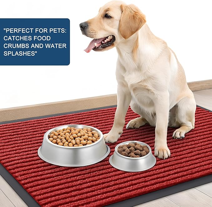 OLANLY Front Door Mat Indoor Outdoor Entrance, 2-Pack 47 x 32 Inch, Waterproof Heavy Duty Doormat, Fade Resistant, Low Profile, Easy Clean Patio Porch Welcome Floor Mats for Entry, Red