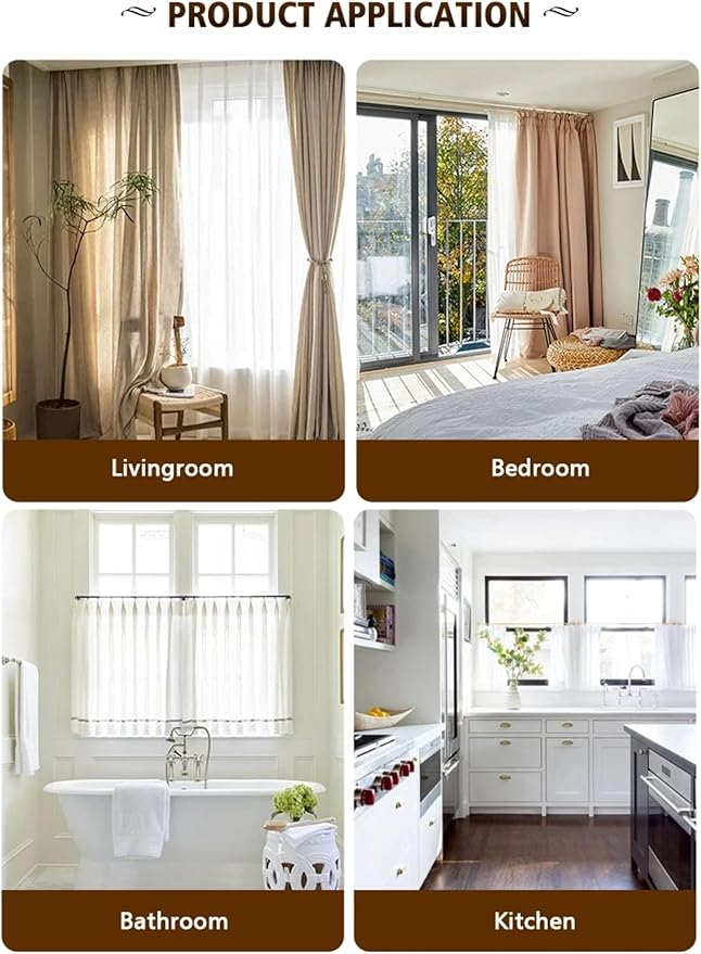 Yafa Home Fashion Heavy Duty Single Standard Adjustable Curtain Rod Hardware Included, Projection distance from the wall 2.5 inches(White, 26"-48")