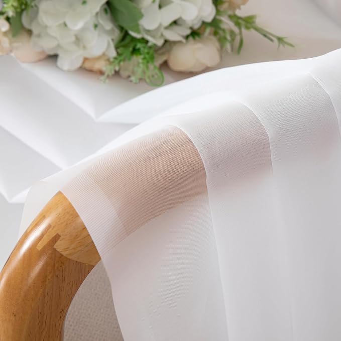 Aiyufeng White Sheer Curtains 54 inch Length Living Room Short Voile Drapes Solid Sheers Cafe Curtains Voile Bathroom Small Window Curtain 2 Panels Set, Rod Pocket, 40" Wx54 L