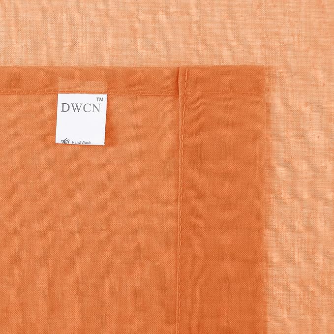 DWCN Sheer Curtains 45 inches Long 2 Panels Set, Rod Pocket Orange Voile Sheer Drapes Airy & Lightweight Elegant Home Decoration Window Coverings for Loft, 2pcs, W52 x L45