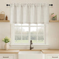 OVZME Natural Valance for Windows, Light Filtering Faux Linen Textured Small Kitchen Valances for Windows, Dual Rod Pocket Farmhouse Short Curtain for Bathroom Basement, 60Wx22L inch, 1 Piece