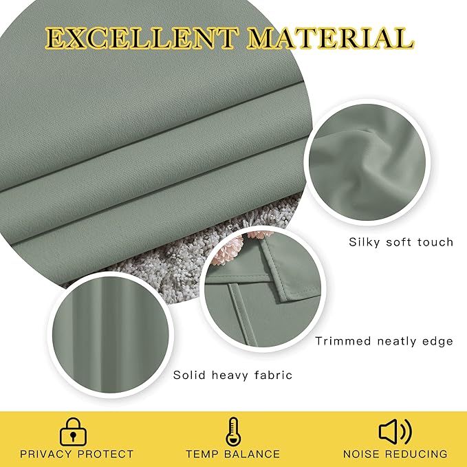 NICETOWN Bedroom Blackout Curtains for Doorway - Thermal Insulated Grommet Room Darkening Large Window Treatments Sound Proof for Living Room/Sliding Door (Greyish Blue, 2 Panels, W66 x L72)