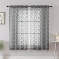 Chyhomenyc Charcoal Grey Short Curtains 45 Inch Length 2 Panels, Light Filtering Leaf Textured Window Curtain Panels for Bedroom Living Room, Elegant Rod Pocket Farmhouse Curtains, 30" Wx45 L, 2 PCS