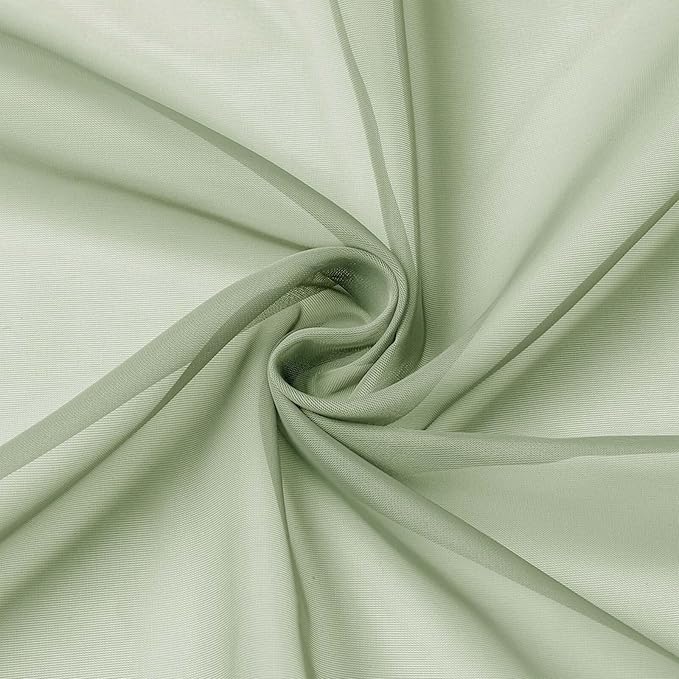 Light Green Kitchen Curtains 30 Inch Length Tier 2 PCS, Solid Soft Airy Half Curtains for Windows, Sheer Rod Pocket Drapes for Bathroom Basement Small Window, Light Green, 42" Wx30 L Inches
