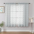 Chyhomenyc Light Grey Sheer Curtains 54 Inch Length for Living Room 2 Panels Set, Light Filtering Tufted Textured Soft Airy Rod Pocket Leaf Window Treatment Drapes for Bedroom, 42" Wx54 L, 2PCS
