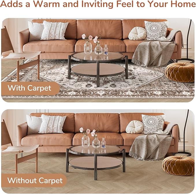 OPPODREAM Soft Area Rugs 4x6, Low-Pile Washable Rugs 4x6 with Non Slip Backing, Faux Cashmere 4 x 6 Throw Carpet, Khaki