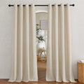 NICETOWN Cream Beige Linen Curtains & Drapes 84 inches Long, Grommet Flax Linen Burlap Semi Sheer with Light Filtering Privacy Window Treatments for Living Room, W52 x L84, 2 Pieces