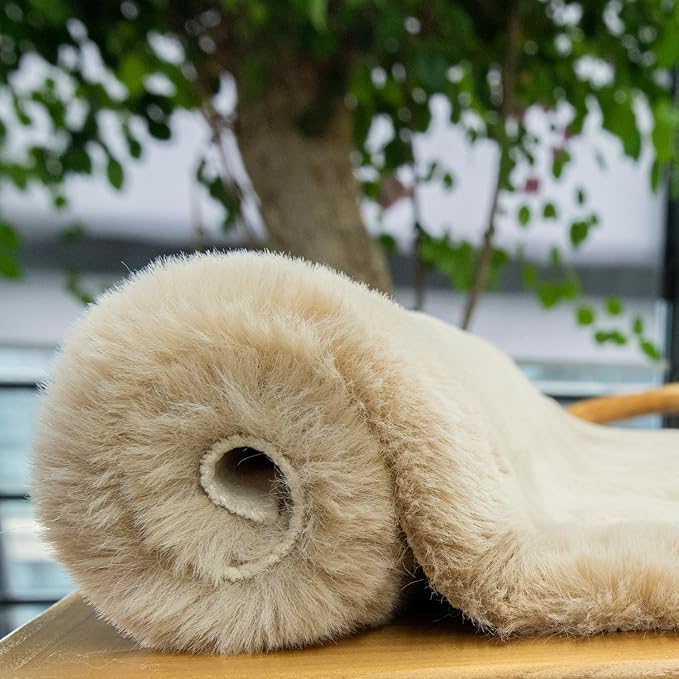 ORINOVA 5x7 Area Rug Light Brown Beige Plush Shaggy Rugs for Bedroom Washable Faux Rabbit Fur Rug for Living Room Fluffy Large Nursery Rug Home Décor