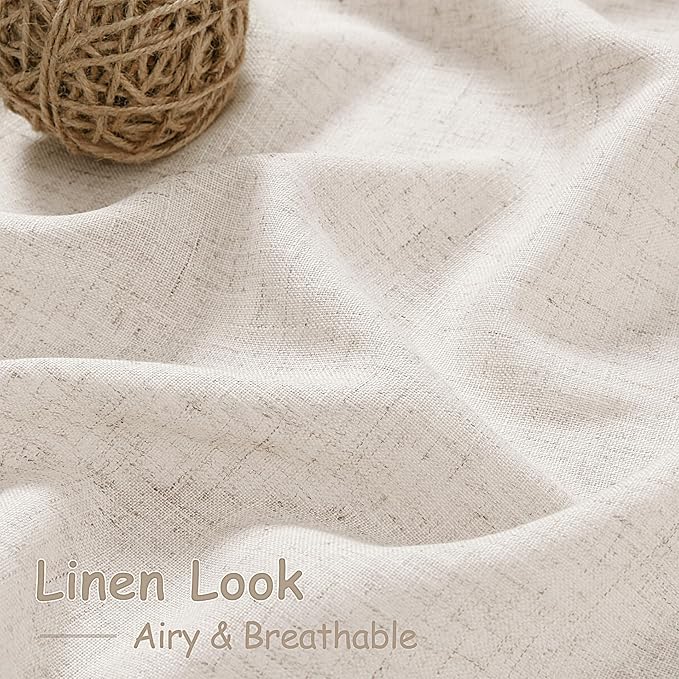 Nanspring Beige Linen Curtains 108 Inches Long 2 Panels Back Tab Rod Pocket Modern Farmhouse Linen Light Filtering Curtains Extra Long Semi Sheer Curtain Drapes for Living Room Bedroom 9Ft 60x108