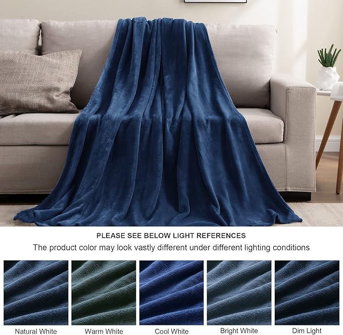 BEDELITE Fleece Blankets Queen Size Navy Blue Throw Blankets for Bed, Luxury Plush Cozy Fuzzy Blanket 90x90 inches, Super Soft Warm Lightweight Throw Blanket All Seasons Suitable