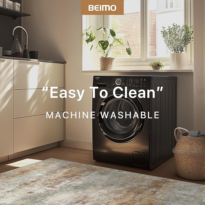 BEIMO Runner Rug for Hallway Kitchen, 2'6"x6' Machine Washable Runners Rug for Entryway, Soft Modern Abstract Throw Rugs, Low Pile Floor Cover with Non Slip Backing, Orange Green