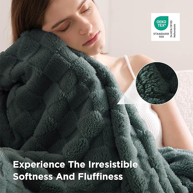 Bedsure GentleSoft Dark Green Spring Throw Blanket for Couch - Super Soft Cozy Blankets Gifts for Kids Girls, Cute Small Fleece Throws for Bedroom Home Decor, 50x70 Inches