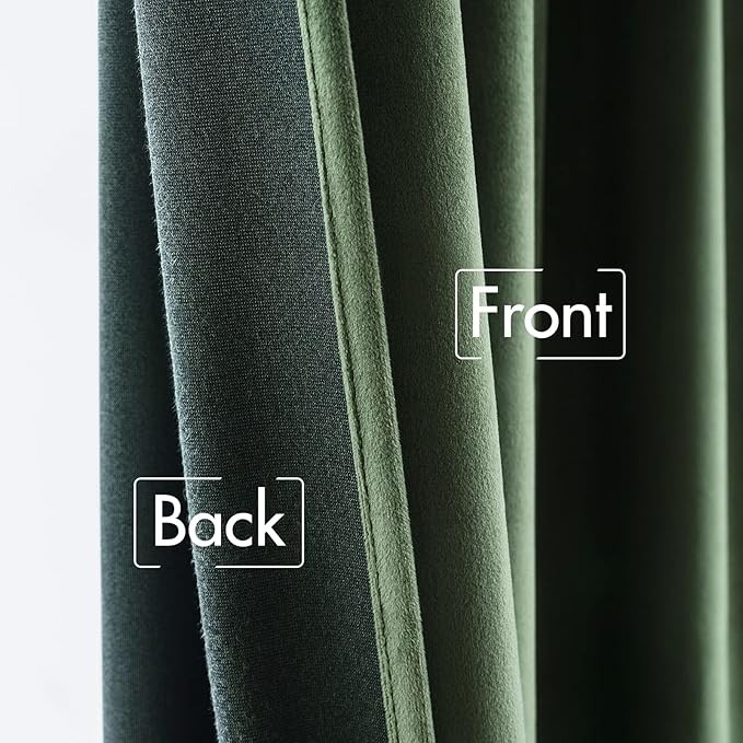 MIULEE Velvet Curtains 108 inches Long 2 Panels - Luxury Blackout Curtains for Bedroom Living Room Thermal Insulated Super Soft Window Drapes Rod Pocket & Back Tab, Olive Green