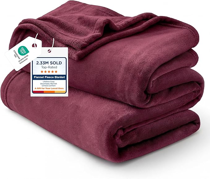 Bedsure GentleSoft Fleece Throw Blanket Burgundy Red - 300GSM Blankets for Couch, Sofa, Bed, Soft Lightweight Plush Cozy Throws for Toddlers, 50x60 inches