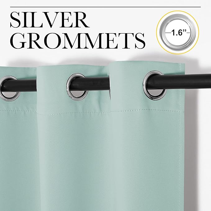 NICETOWN Blackout Curtain Panels for Bedroom, 2 Panels, Aqua Blue, W42 x L40-inch, Thermal Insulated Grommet Top Blackout Draperies and Drapes for Basement