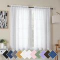 Simplebrand Semi Sheer White Curtains 54 Inch Length 2 Panels, Geometric Jacquard Clip Textured Short Sheer Curtains for Bedroom，Modern Elegant Window Curtains Panels/Drapes/Treatment Sheer，42x54 inch