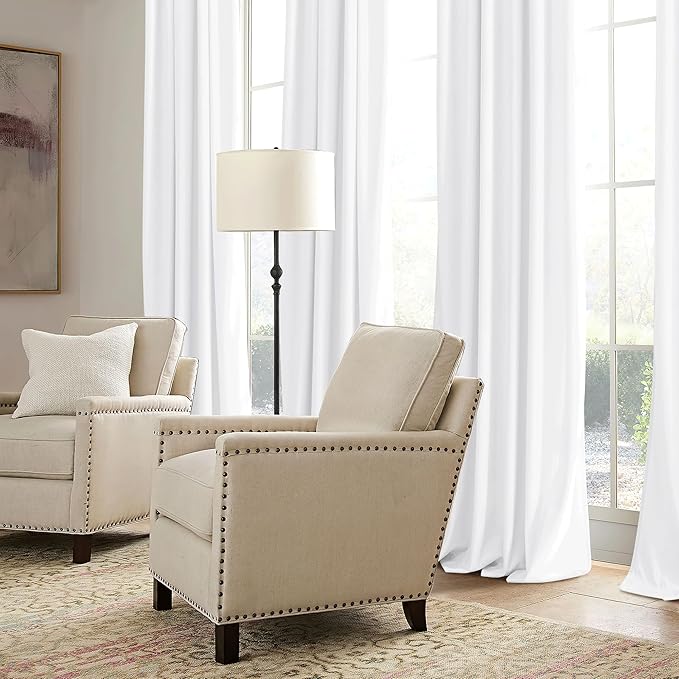 RYB HOME White Velvet Curtains 72 inches with Hook Belt, Soft Fabric Room Darkening Thermal Insulated Luxurious Home Decor Curtains for Living Room Bedroom, W 52" x L 72", 2 Panels Set