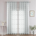 Chyhomenyc Light Grey Sheer Curtains 96 Inch Length 2 Panels Set, Light Filtering Tufted Textured Soft Airy Rod Pocket Gentle Leaf Window Treatment Drapes for Bedroom Living Room, 52" Wx96 L, 2PCS