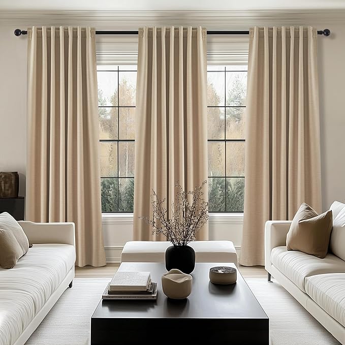 Topfinel 105 Inch Long Curtains for Living Room Custom,Sun Blocking Elegant Internet Farmhouse Curtains Burg for Bedroom Aesthetic Thermal Blackout Drapes Fabric Thick 2panels Back Tab Hooks Pleated