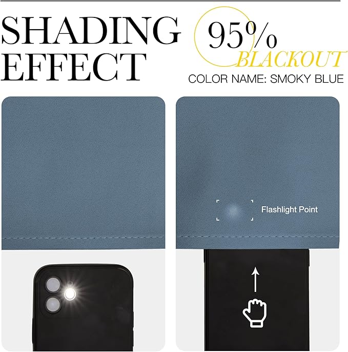 NICETOWN Smoky Blue Curtains for Girls Room - Thermal Insulated Solid Grommet Room Darkening Panels/Drapes for Boy's Bedroom (Smoky Blue, 1 Pair, 52 by 63-Inch)