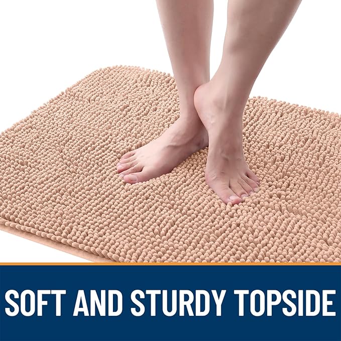 OLANLY Dog Door Mat for Muddy Paws 59x35, Absorbs Moisture and Dirt, Absorbent Non-Slip Washable Doormat, Quick Dry Chenille Mud Mat for Dogs, Entry Indoor Entryway Carpet for Inside Floor, Peach