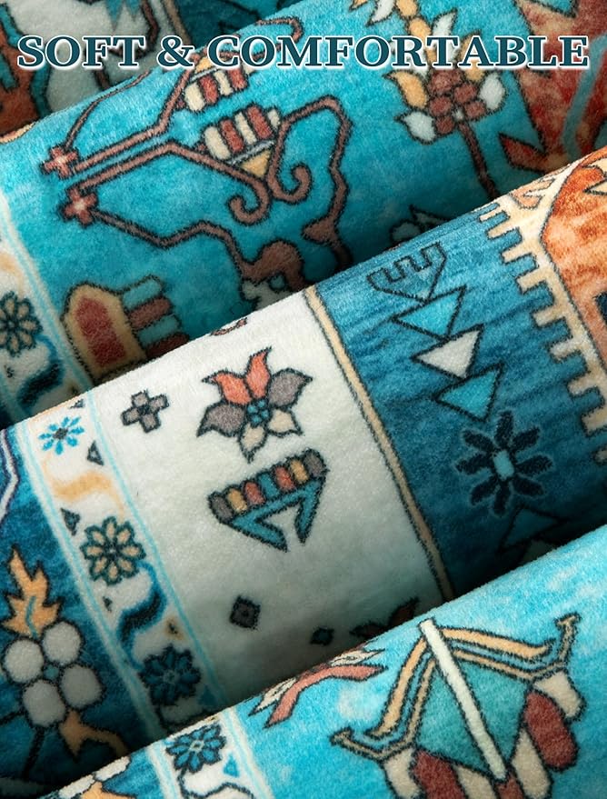 SERISSA Boho Washable Runner Rug, 2x5 Rug Runner Non-Slip Vintage Blue Hallway Kitchen Runner Rug Ultra Soft Print Distressed Tribal Floor Carpet Runner for Bedroom Bathroom Laundry Living Room