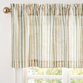 jinchan Valance Curtain Linen Textured Striped Window Curtain for Living Room Light Filtering Farmhouse Valance for Kitchen Rod Pocket 1 Panel 16 Inch Multi Green on Linen