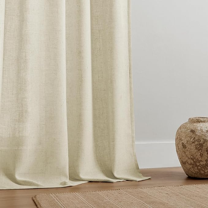 Joydeco Linen Curtains 108 Inch Length 2 Panel Sets,Light Filtering Curtains for Bedroom 100 Inch Wide Living Room Drapes with Back Tabs & Rod Pockets (W100 x L108 Inch, Linen)
