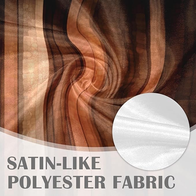 Emvency 2 Pack Valances Window Treatments, Orange Copper Vintage Stripe Blackout Drapes Adjustable Curtain for Windows Living Room Kitchen Over Sink, 52x12 Inch Rod Pocket Valances