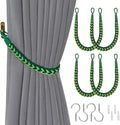 NICEEC 4 Pack Natural Cotton Rope Curtain Tiebacks Elegant Boho Style Decorative Drape Tie Backs Soft Hand-Woven Rope Curtain Holdbacks with Metal Hook for Home & Office Drapery (Gradient Green)