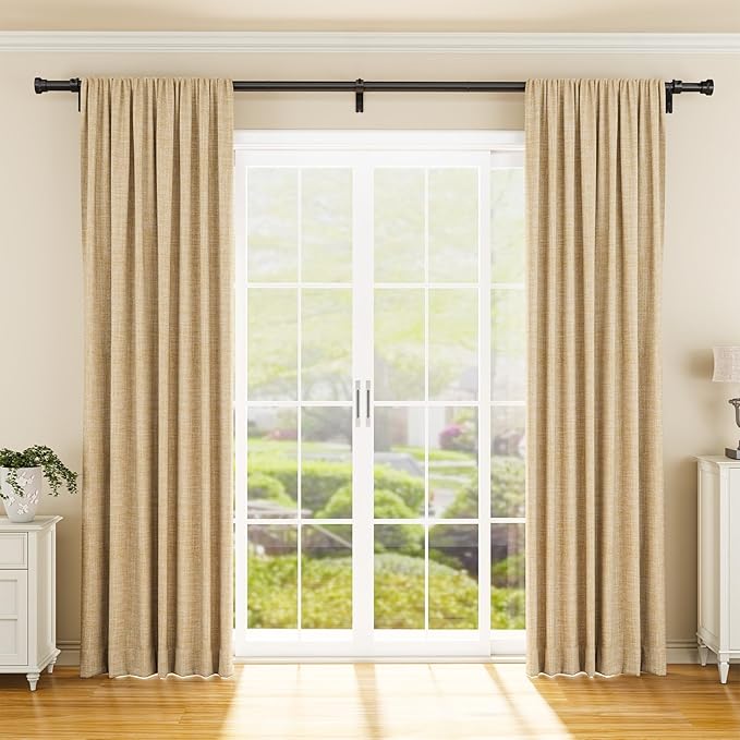 YaFex Curtain Rods 2 Pack 32-144 Inch, Heavy Duty 1 Inch Curtain Rod, Black Extra Long Adjustable Window Treatment Rods, Modern Design, Easy Installation