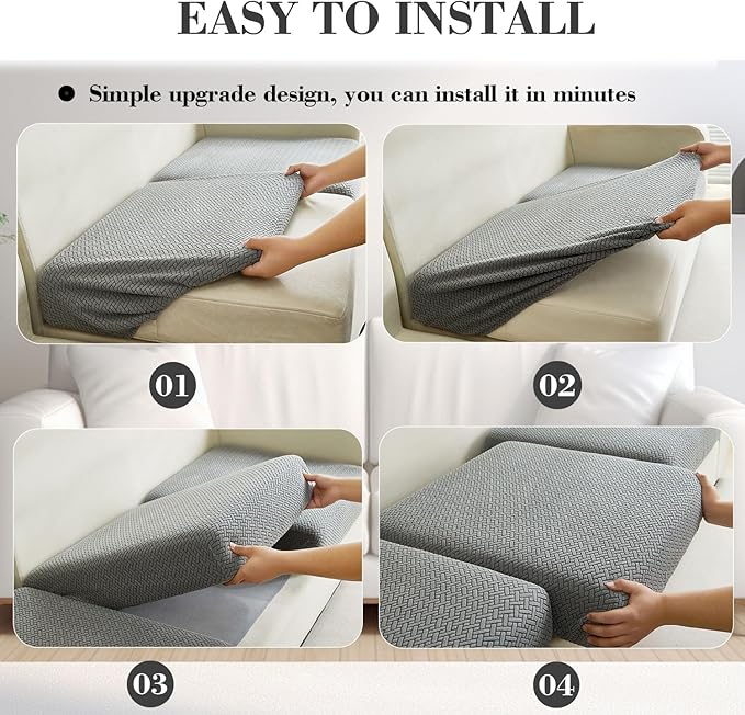 Sofa Covers Couch Covers for Sofa Pet Friendly Couch Cushion Covers Universal Sofa Covers Washable Stretch Slipcovers for Sectional Sofa (Texture Blue,Back Cover M)